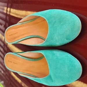 Pure Navy Teal Suede Slip-On Mule for Women